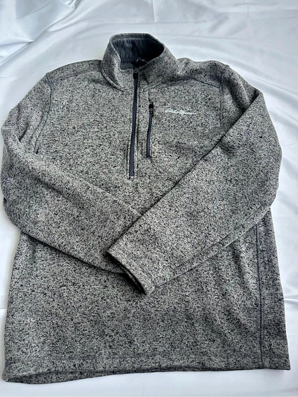 Eddie Bauer Men's Sweater Fleece 1/4-Zip Pullover Gray Large